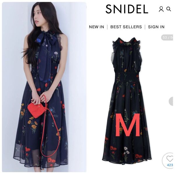 完売色☆未開封☆SNIDEL スナイデル バックリボンシフォンワンピース
