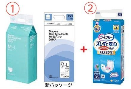 アスクル × エルモアいちばん うす型パンツ(M~L)+ 紙パンツ用尿とりパッド 2回吸収 2種類