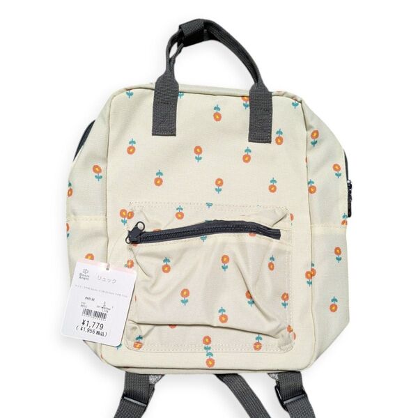 新品 未使用 タグ付き 花柄 リュック リュックサック バック バッグ かばん 幼稚園 保育園 子供 手さげ付き 入園準備 女の子