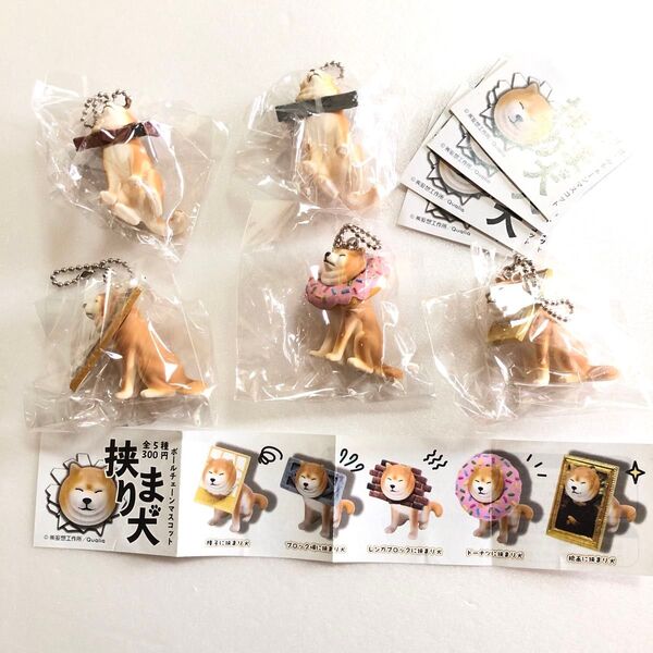 挟まり犬 全5種セット ポールチェーンマスコット