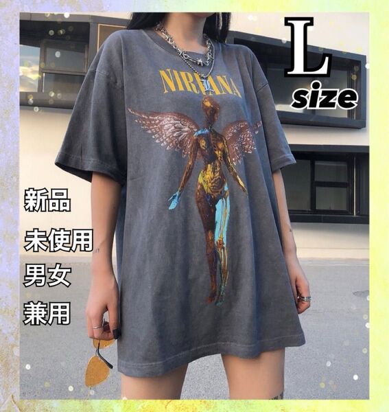 Tシャツ ■Nirvana ニルヴァーナ■ 新品未使用 プリントバンド ロック ダークグレー USA ビンテージ 90s 半袖
