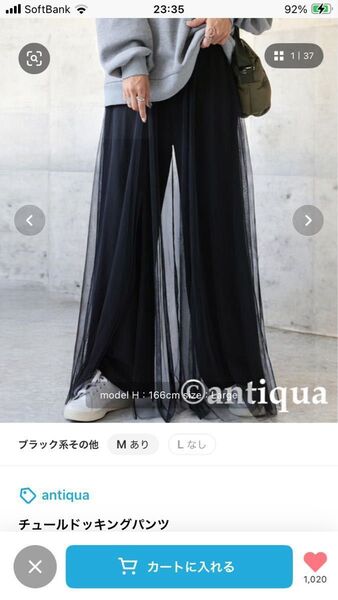 antiqua L チュールドッキングパンツ レイヤード ワイドパンツ アンティカ