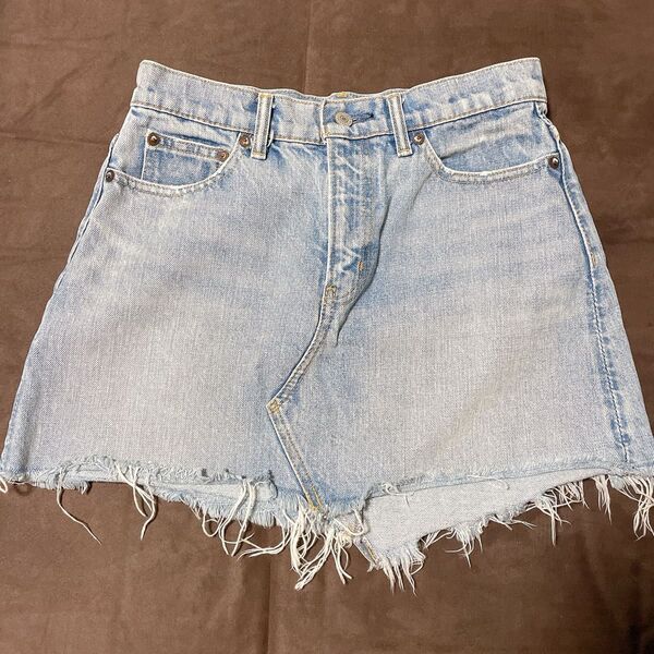 美品 SLY JEANS デニム ミニスカ M ライトブルー 切りっぱなし スカート ダメージ y2k