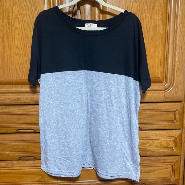 新品未使用 半袖 Tシャツ ブラック グレー バイカラー L