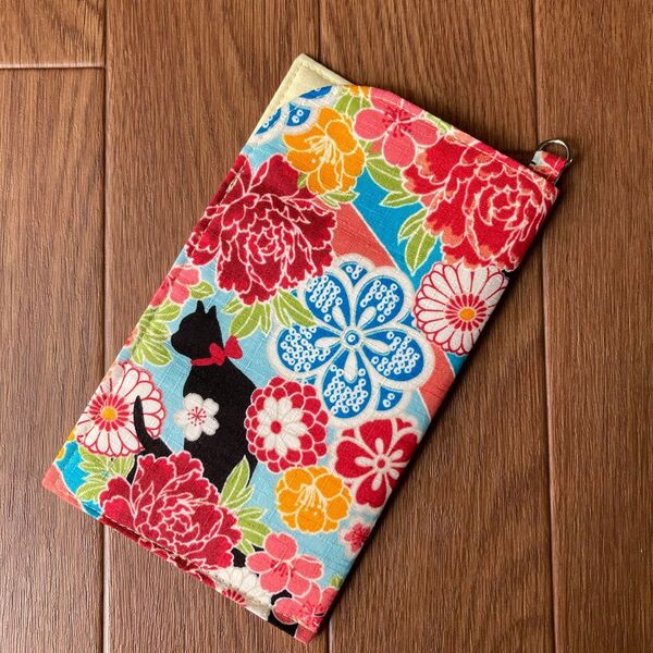 011 ネコ花柄 メガネケース ペンケース スマホポーチ ハンドメイド