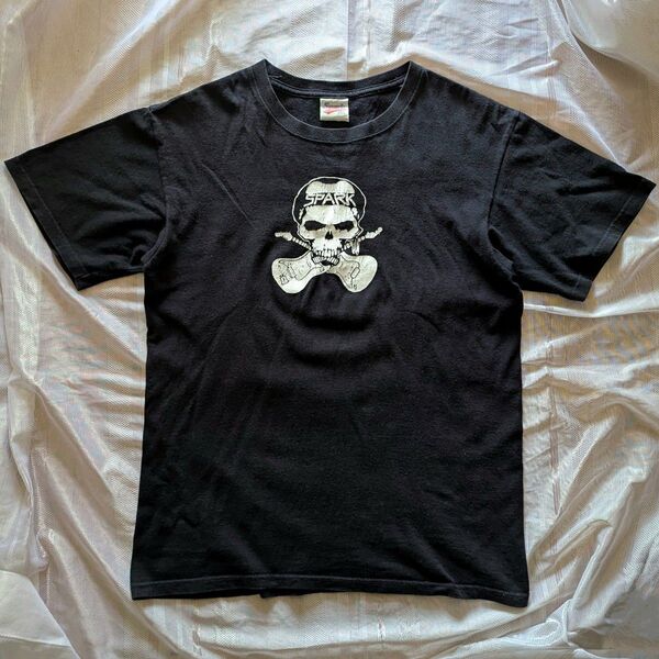 00s プリント Tシャツ 半袖 スカル ドクロ バンド Music y2k 黒 ブラック Tee
