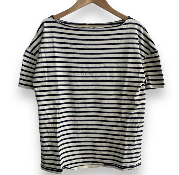 SAINT LAURENT サンローランパリ ボーダー ロゴ Tシャツ ボートネック