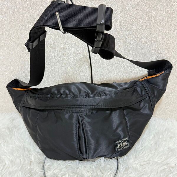 極美品 ポーター タンカー ウエストポーチ ボディバッグ ブラック 黒 PORTER TANKER