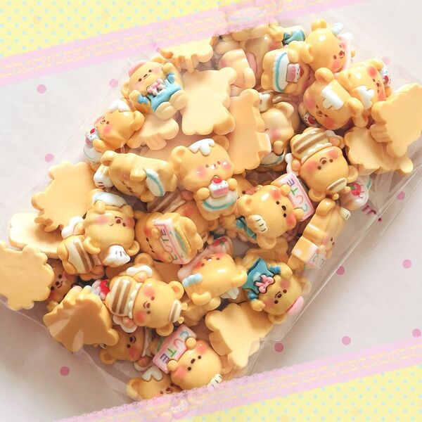 【か127】デコパーツ ミニチュア くま 6種60個 ミックス まとめ売り