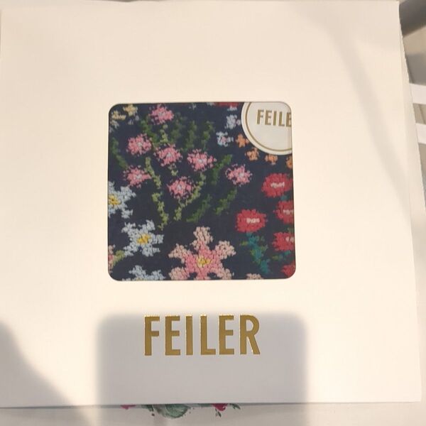 FEILER ハンカチイハナクッカ ネイビー ハンカチ フェイラー ギフト タオルハンカチ 紺 花柄 ラッピング