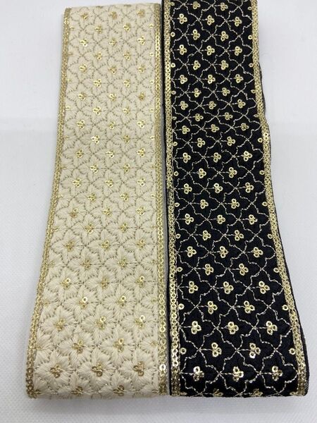 ★ラスト1点★ インド刺繍リボン インド刺繍 チュール 各色約1mずつ 合計約2m ハンドメイド 手芸 パーツ
