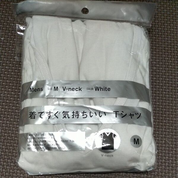 メンズ VネックTシャツ Mサイズ ホワイト 白