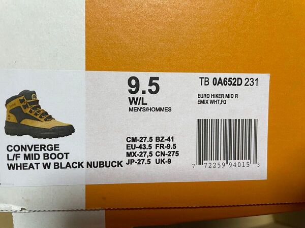 Timberland CONVERGE L/F MID BOOT 27.5cm 未使用