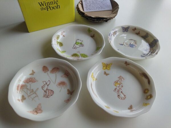 maebata 大人のディズニー くまのプーさん 小皿4枚セット (プー&ティガー&ピグレット&イーヨー) 食洗器 電子レンジ対応