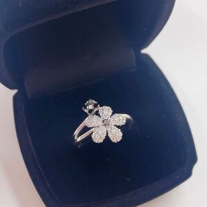 最終出品 K18WG 天然ダイヤモンド リング 0.65ct サイズ11号 ブラック付き 指輪 ブラックダイヤモンド