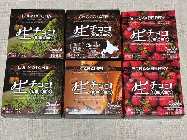 ショコラ生チョコ仕立て 宇治抹茶、北海道ミルク、キャラメル、いちご チョコレート 6点セット