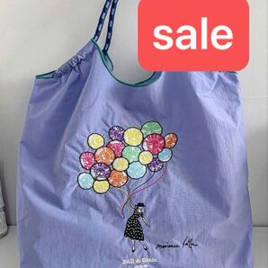 風船女の子刺繍バッグ エコバッグ トートバッグ