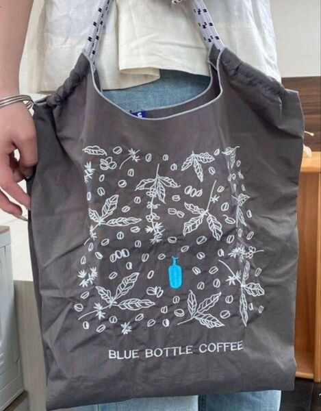 ブルーボトル刺繍バッグ エコバッグ トートバッグ