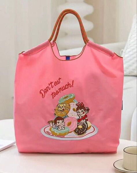 ペコちゃん ドーナツ柄刺繍バッグ エコバッグ トートバッグ