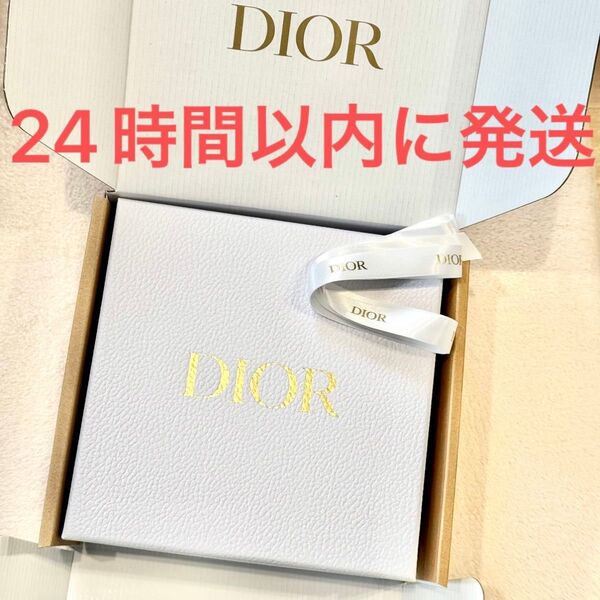 新品未使用☆Christian Dior ディオール ギフトボックス 大サイズ リボン ホワイト 白 ゴールド 金 ラッピング 箱