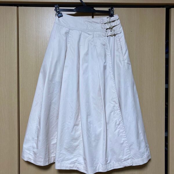 日本製 サーモンピンク ロングラップスカート 巻きスカート M