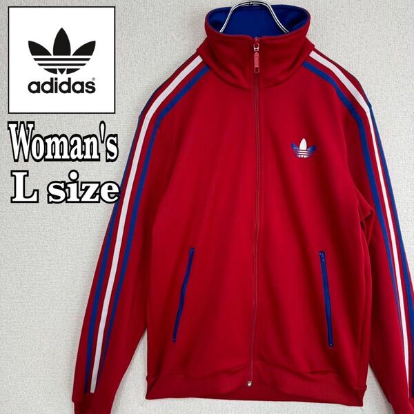 adidas アディダス トラックジャケット ジャージ ベッケンバウアー レッド レディース Lサイズ ファイヤーバード