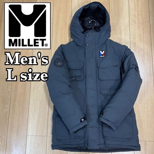 【フランス発】MILLET ミレー ダウンジャケット ミドル丈 海外限定 グレー メンズ Lサイズ
