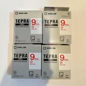 【新品未開封】定価以下!値下げ不可!キングジム テプラPROテープカートリッジ 白ラベルに赤文字 幅9mm〈4点セット〉