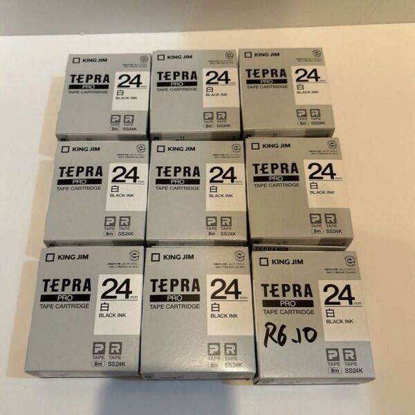 【新品未開封】お買い得!定価以下!値下げ不可!キングジム テプラPROテープカートリッジ 24mm(白・黒文字)9点セット
