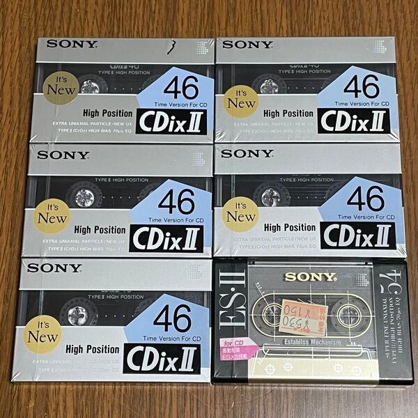 SONY カセットテープ 新品未開封 ハイポジ CDixⅡ46×5本 ESⅡ 54×1本 合6計本 ソニー