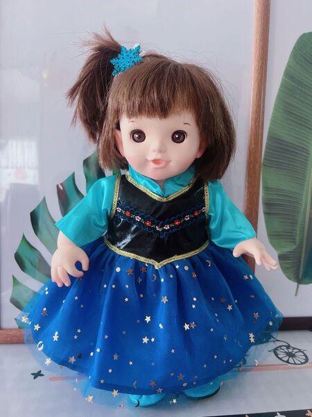 お風呂ぽぽちゃん洋服 ふわふわボディぽぽちゃん用着せ替え服 プリンセスドレス1着 キラキラ可愛いドレス アナ