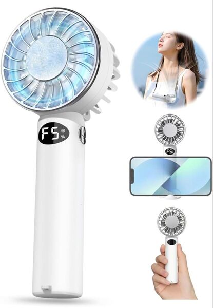 ハンディファン 携帯扇風機 【12枚羽根 -16℃瞬間冷却 2025革新型】冷感プレート付き 首掛け扇風機