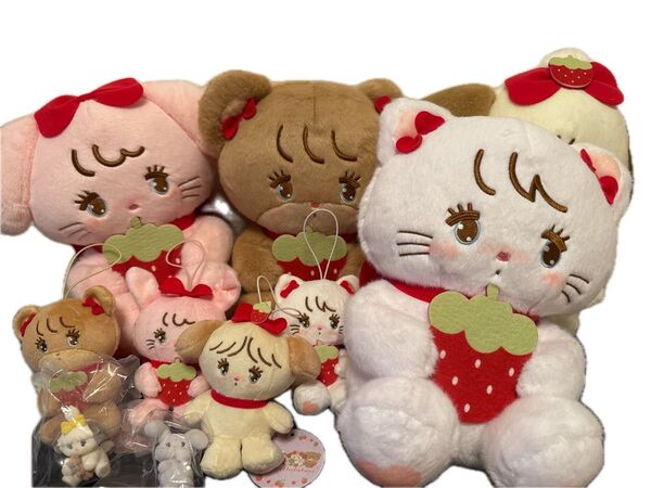 mikko いちごBIGぬいぐるみ マスコット全種セットおまけ付き