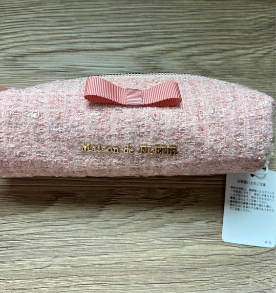 ペンケース ポーチ 筆箱 メゾンドフルール ツイードグログランリボンロングポーチ