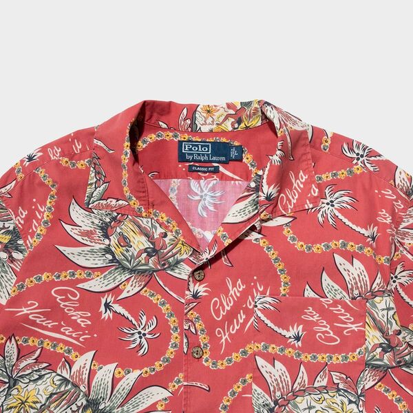希少 90s ポロ ラルフローレン オープンカラー 開襟 CALDWELL アロハシャツ 半袖 polo ralph lauren