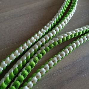 帯締め 黄緑 白 150cm 絹 丸組 25E-24