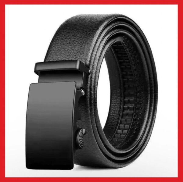 ベルト ブラック 黒 メンズ 自動バックル バックルベルト 穴なし 高品質 レザー トリミング 社会人 学生 ビジネス 私服