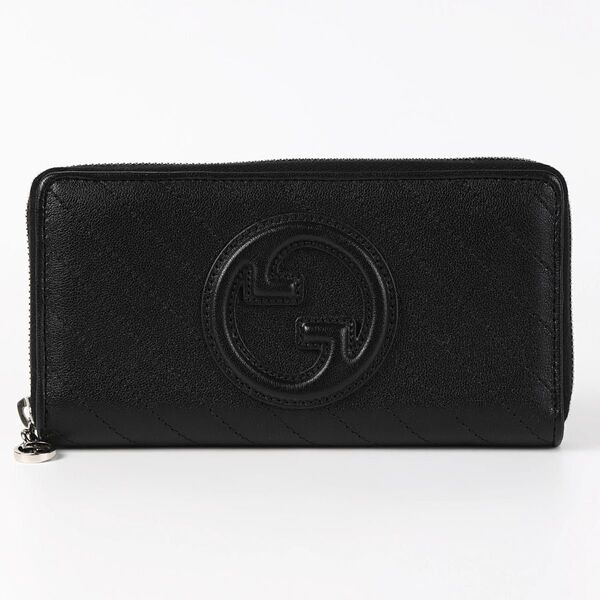 グッチラウンド長財布 レザー ブラック 黒 760312 AACP7 1000 ラウンドファスナー レザー 財布 黒 GUCCI