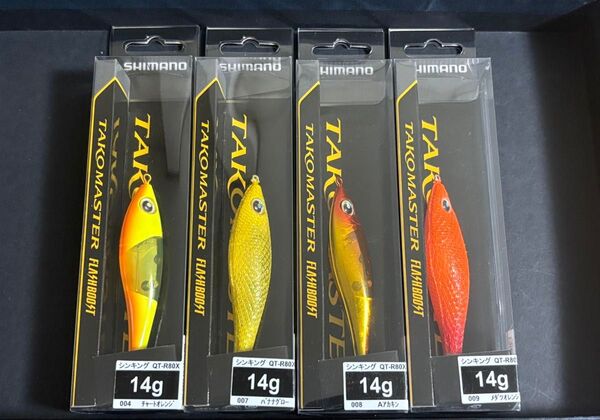 タコマスター スッテM フラッシュブースト 4個 メダツオレンジ、アカキン、チャートオレンジ、バナナグロー