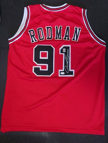 NBA Dennis Rodman 直筆サイン ユニフォーム デニス・ロッドマン 赤 JSA証明書 auto バスケットボール