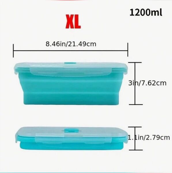 食品保存容器 キッチン 台所用品 ケース XLサイズ 1200ml シリコーン シリコン 折りたたみ式 電子レンジ対応 1個
