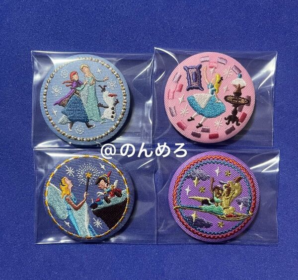 ディズニー 刺繍缶バッジ ビスケット 4点まとめ売り