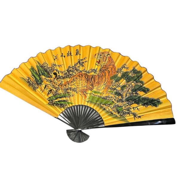 【465】超巨大飾りセンス アンティーク 虎 骨董品 河山壯氣 扇子 和装小物 飾り扇