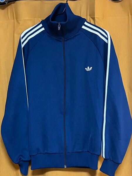 adidas デサント製70〜80sトラックジャケット 4号 ネイビーホワイト