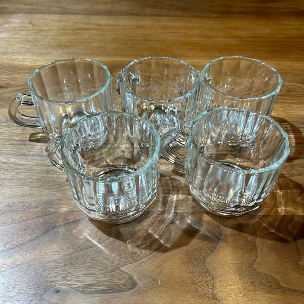 ガラスカップ5個セット 昭和レトロ