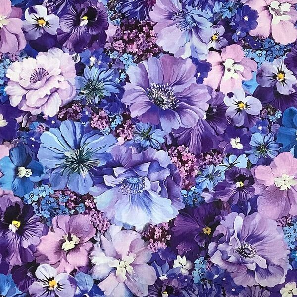 USAコットン タイムレストレジャーズ Fleur パープルフラワー45cm 輸入生地