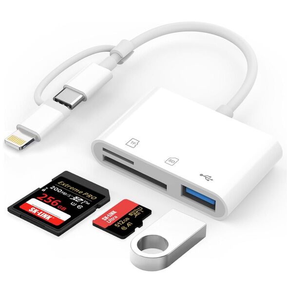 SDカードリーダー iphone タイプC 【3in2・双方向データ転送】 microSD カード リーダー Lightning