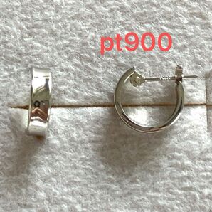 美品 pt900 フラットフープピアス