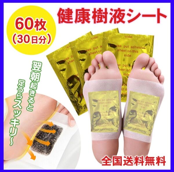 足裏樹液シート 60枚 むくみ 足裏シート 旅行 個包装 健康 スポーツ 疲れ 旅行 フットケア 貼るだけ