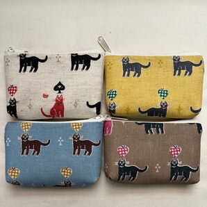 ☆カードサイズポーチ☆《ねこちゃん柄》アソート4色セット